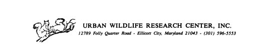 Early letterhead of the Urban Wildlife Research Center.